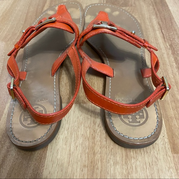 Tory Burch Orange Leather Sandals - Picture 6 of 16